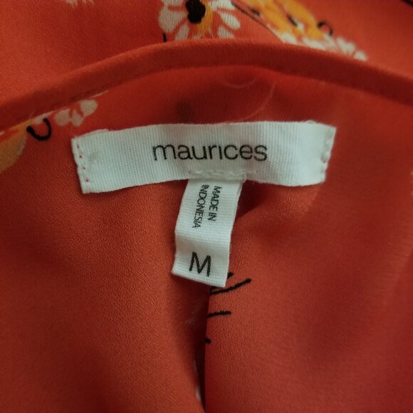 Maurices Tank Top Women's Medium Orange Floral Blouse - Picture 6 of 9